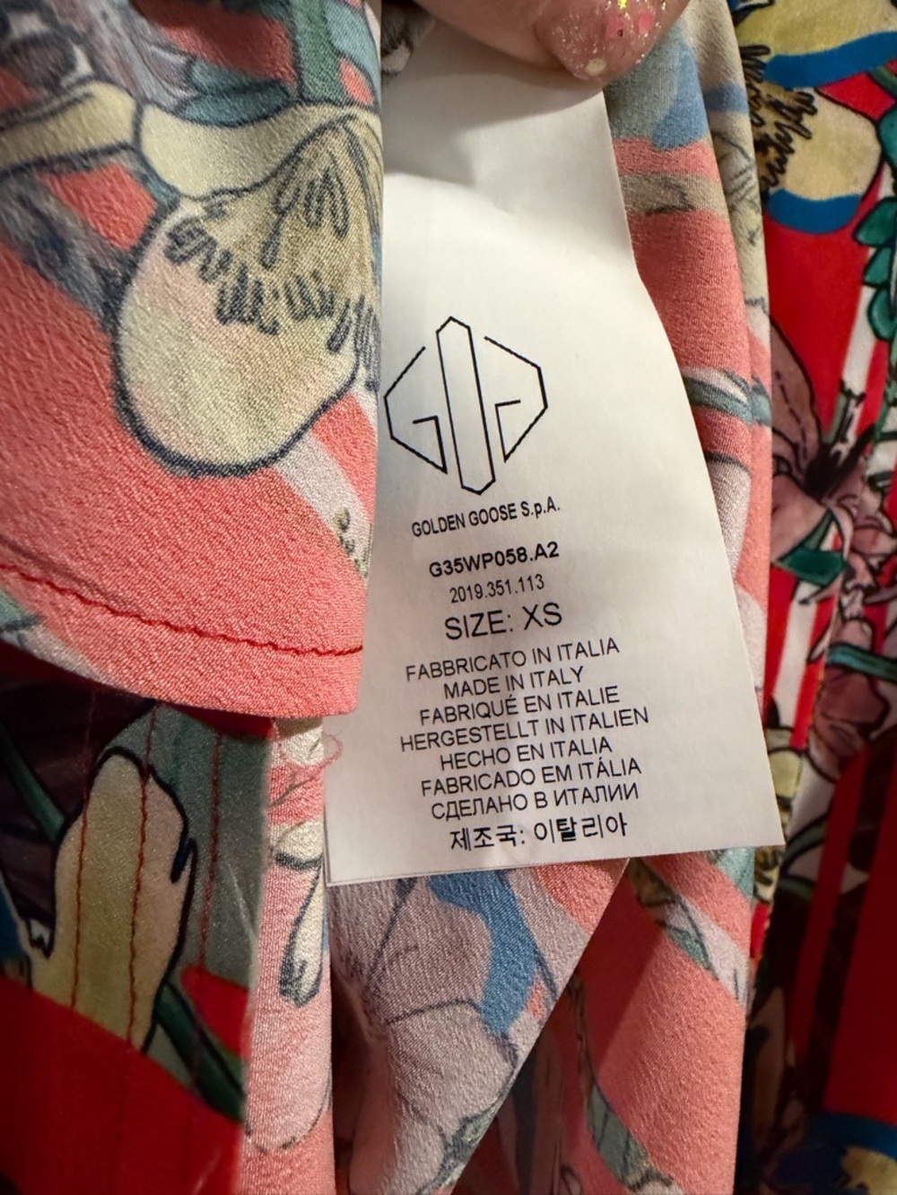 NWT Golden Goose Red Floral Stripe Ruffle Dress Size Extra Small - Picture 10 of 14